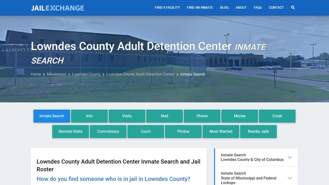 Lowndes County Adult Detention Center Inmate Search - Jail Exchange