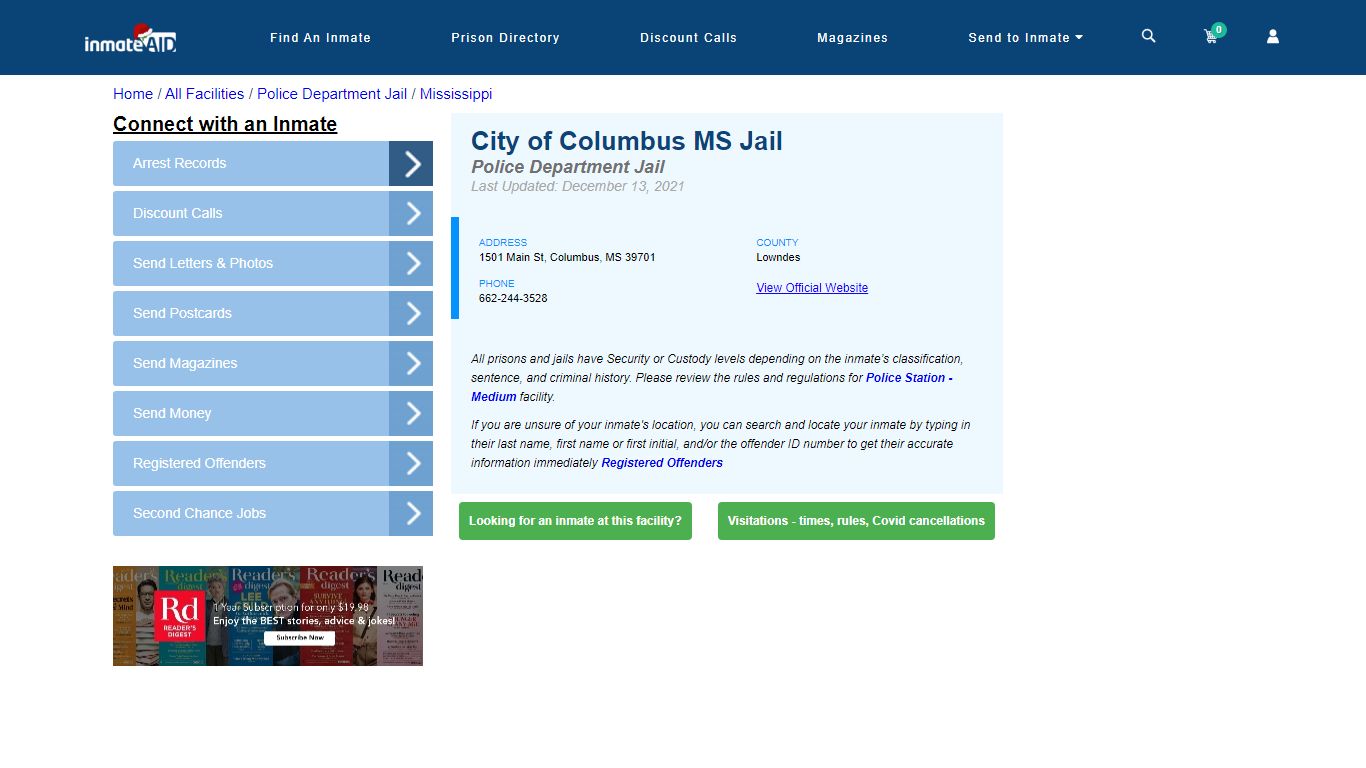 City of Columbus MS Jail & Inmate Search - Columbus, MS